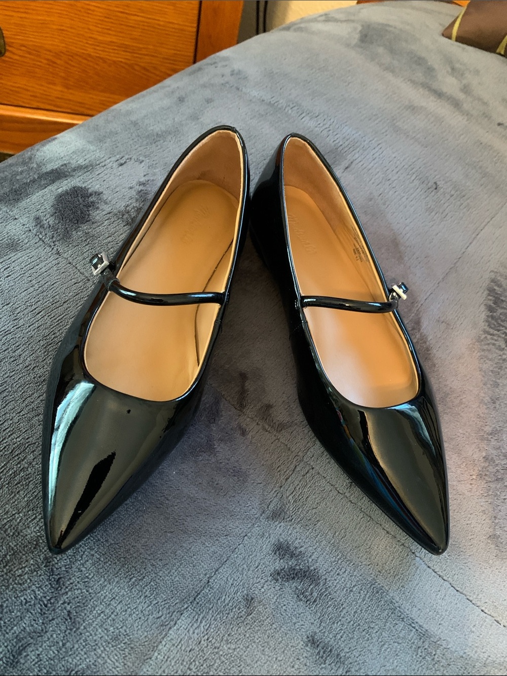 Madewell Black Patent Mary Jane Pointed Flats